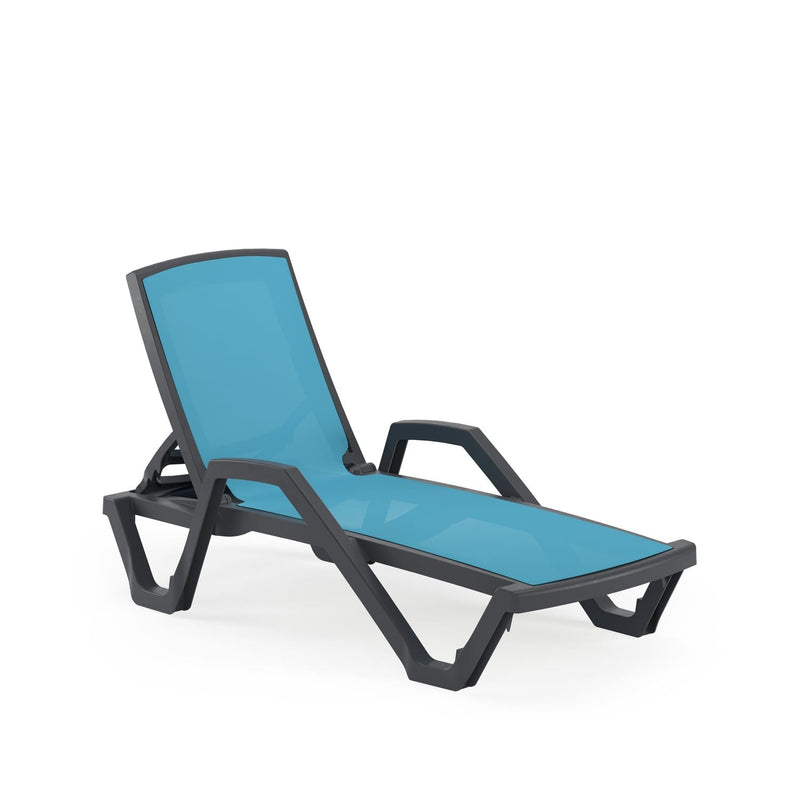 Atmacha Home & Living Sun Lounger Anthracite / Blue (turquoise) E-3045213 MARE | with armrest Sun Lounger