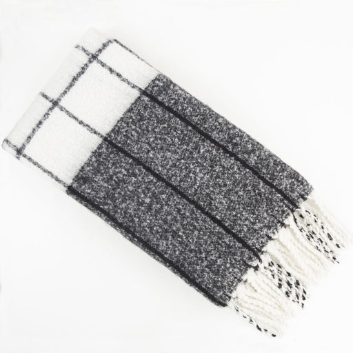 Atmacha Home & Living Throw 130x170 cm / Black FAUX MOHAIR CHECK BLACK/IVORY  Black / 130x170 cm