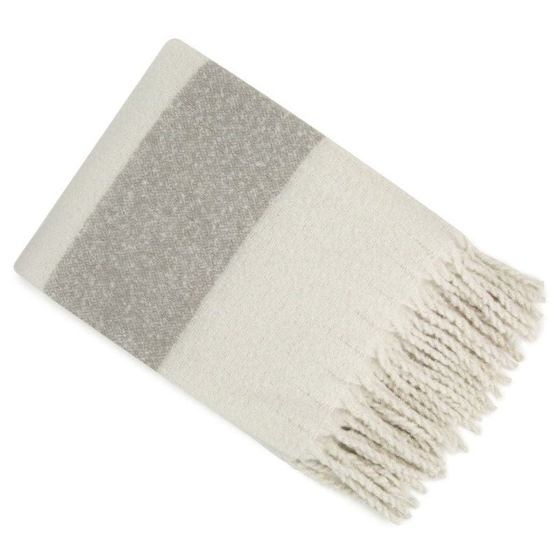 Atmacha Home & Living Throw 130x170 cm / Grey FAUX MOHAIR STRIPE IVORY/GREY / 130x170 cm