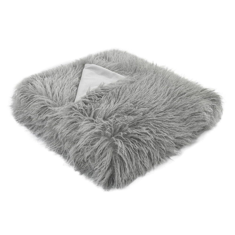 Atmacha Home & Living Throw 130x170 cm / Grey TEXTURED FAUX MONGOLIAN THROW GREY / 130x170 cm