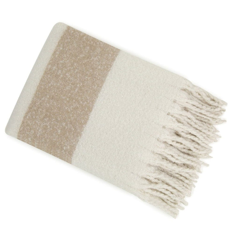 Atmacha Home & Living Throw 130x170 cm / Ivory FAUX MOHAIR STRIPE IVORY/TAUPE Ivory / 130x170 cm
