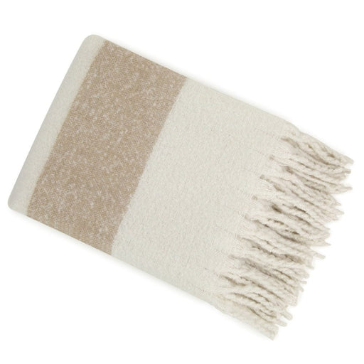 Atmacha Home & Living Throw 130x170 cm / Ivory FAUX MOHAIR STRIPE IVORY/TAUPE Ivory / 130x170 cm