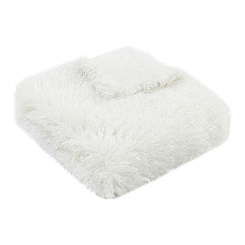 Atmacha Home & Living Throw 130x170 cm / White TEXTURED FAUX MONGOLIAN THROW WHITE / 130x170 cm