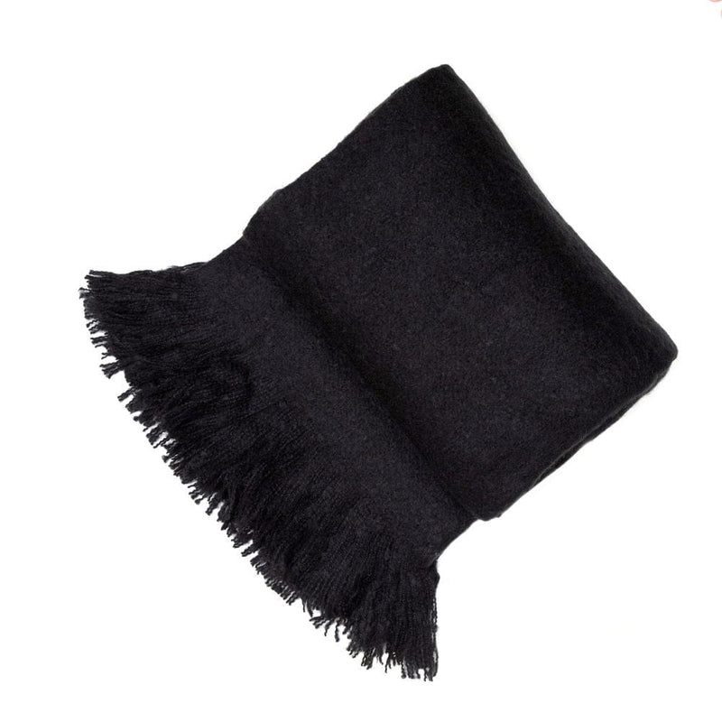 Atmacha Home & Living Throw 130x180 cm / Black BLACK THICK FAUX MOHAIR Black / 130x180 cm