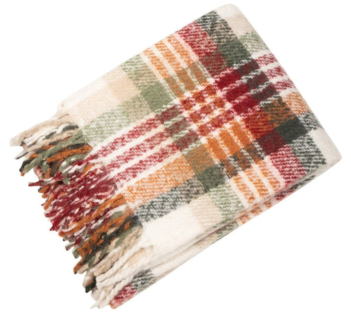 Atmacha Home & Living Throw 130x180 cm / Green FAUX MOHAIR THROW ORANGE/GREEN PLAID 130 X 18 Green / 130x180 cm