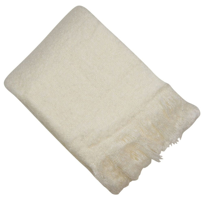 Atmacha Home & Living Throw 130x180 cm / Ivory FAUX THICK MOHAIR THROW IVORY / 130x180 cm