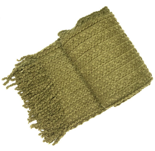 Atmacha Home & Living Throw 130x180 cm / Olive OLIVE BARLEY TWIST THROW W. TASSELS Olive / 130x180 cm