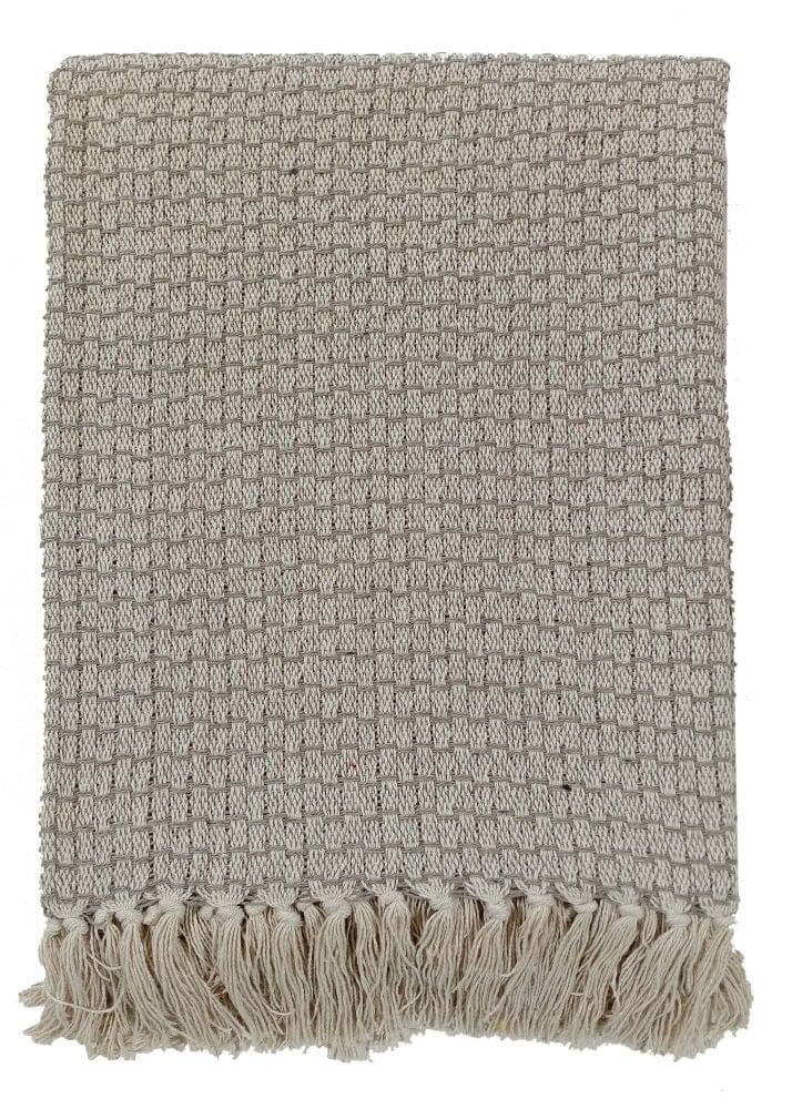 Atmacha Home & Living Throw 130x180 cm / Silver BASKET WEAVE PATTERN,RECYCLED YARN SILVER 10X Silver / 130x180 cm