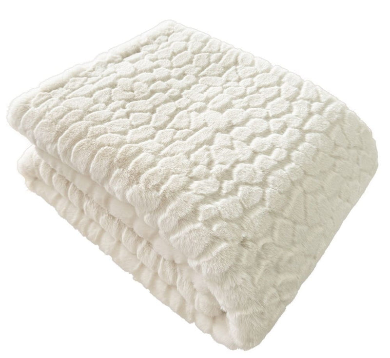 Atmacha Home & Living Throw 150x200 cm / Ivory CLOUD DESIGN FAUX FUR THROW IVORY / 150x200 cm