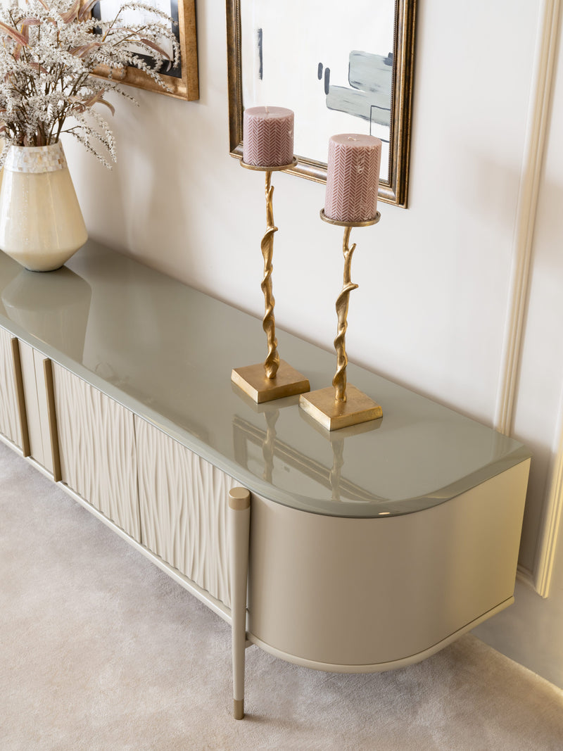 Atmacha Home & Living TV Unit TV Stand / Antique Brass / Beige & Grey Sage TV Stand