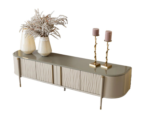 Atmacha Home & Living TV Unit TV Stand / Antique Brass / Beige & Grey Sage TV Stand