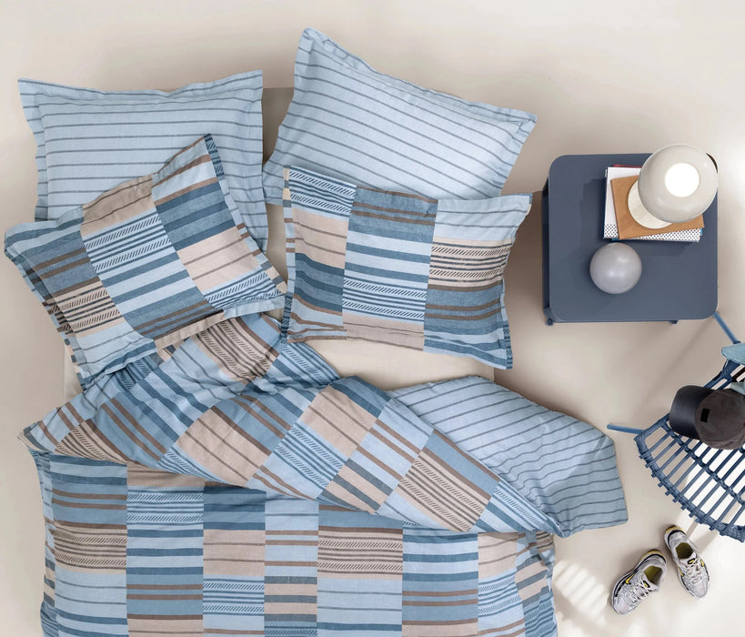 Avril Cotton Duvet Cover Set - Blue in Neutral by Atmacha Home And Living