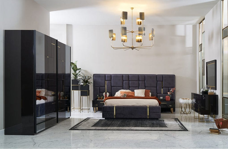 Atmacha - Home and Living Bed Black / King / Gold New Chelsea Bed with Storage