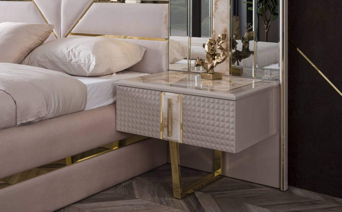 Atmacha - Home and Living Bedside Table Gold La Blanc Bedside Table