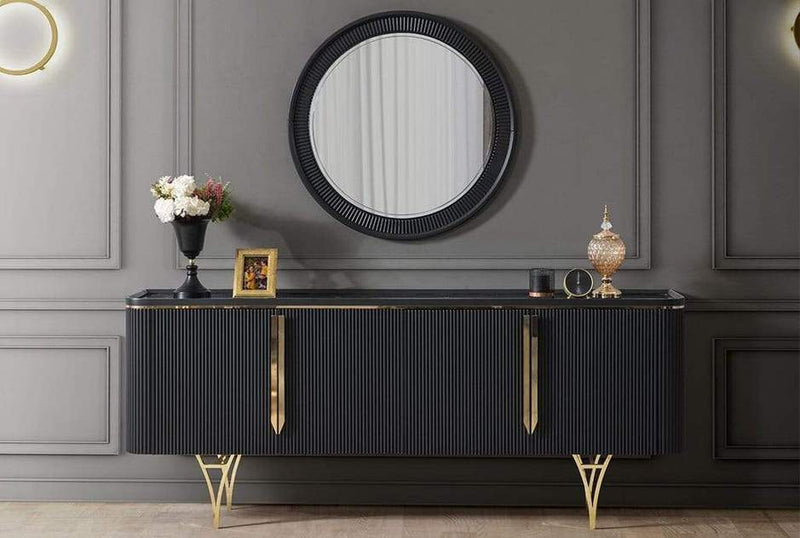 Atmacha - Home and Living Console Gold / Black Gustava Sideboard - White & Gold
