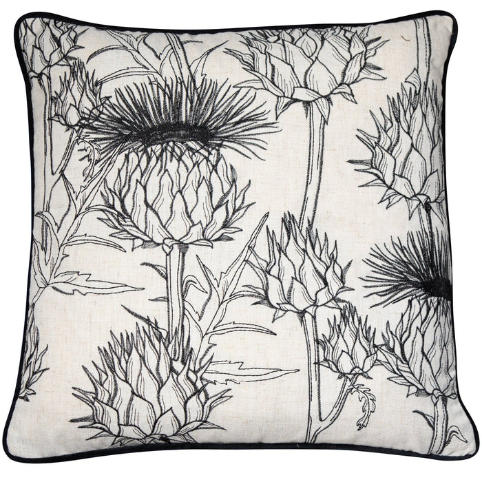 Atmacha Home And Living Cushion Embroidered mono thistle cushion 45 x 45