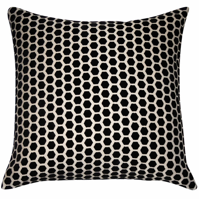 Atmacha Home And Living Cushion SMALL HEX CUT VELVET BLACK Cushion 43 X 43