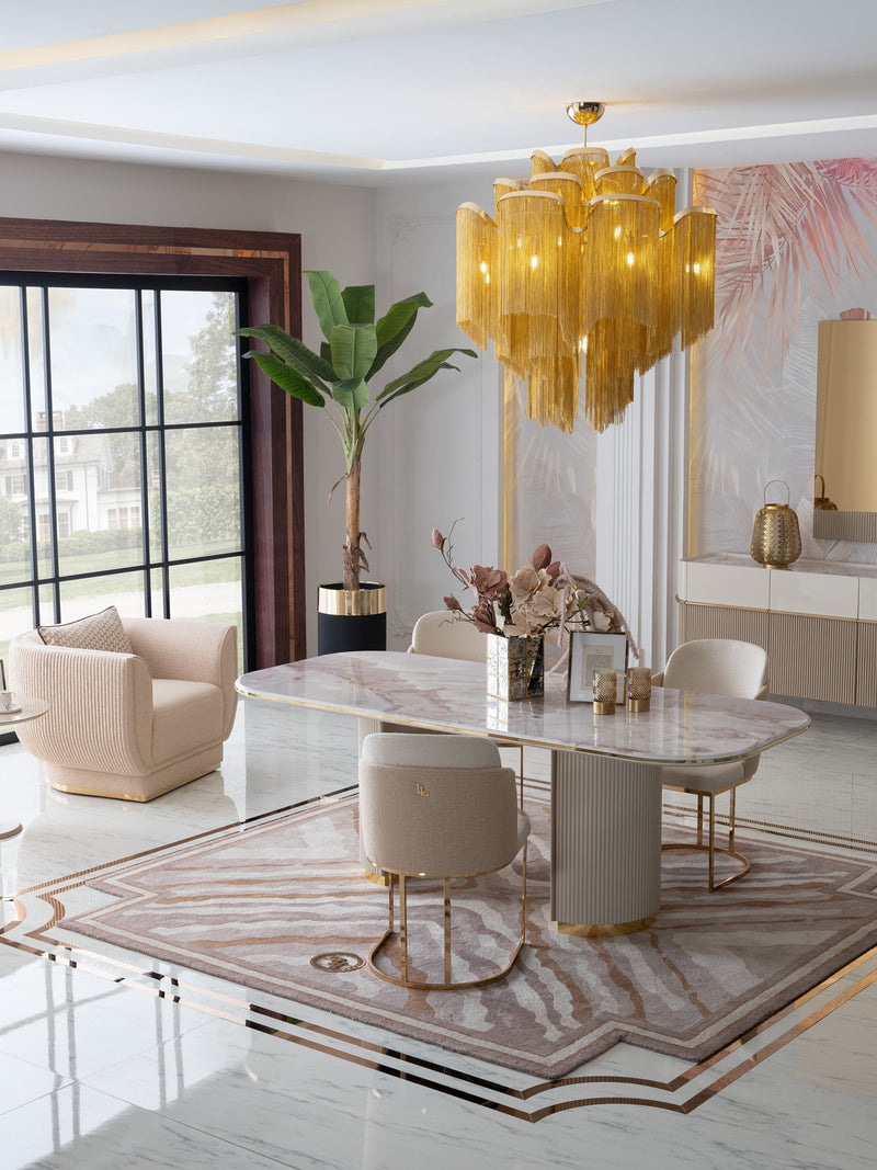 Atmacha Home And Living Dining Room Set Dining Table With 6 Chairs & Sideboard With Mirror Odette Dining Room Set | Dining Table With 6 Chairs & Sideboard & Mirror