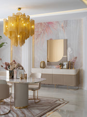 Atmacha Home And Living Dining Room Set Dining Table With 6 Chairs & Sideboard With Mirror Odette Dining Room Set | Dining Table With 6 Chairs & Sideboard & Mirror