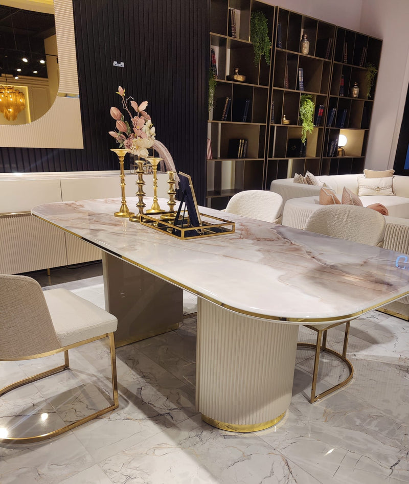 Atmacha Home And Living Dining Room Set Dining Table With 6 Chairs & Sideboard With Mirror Odette Dining Room Set | Dining Table With 6 Chairs & Sideboard & Mirror