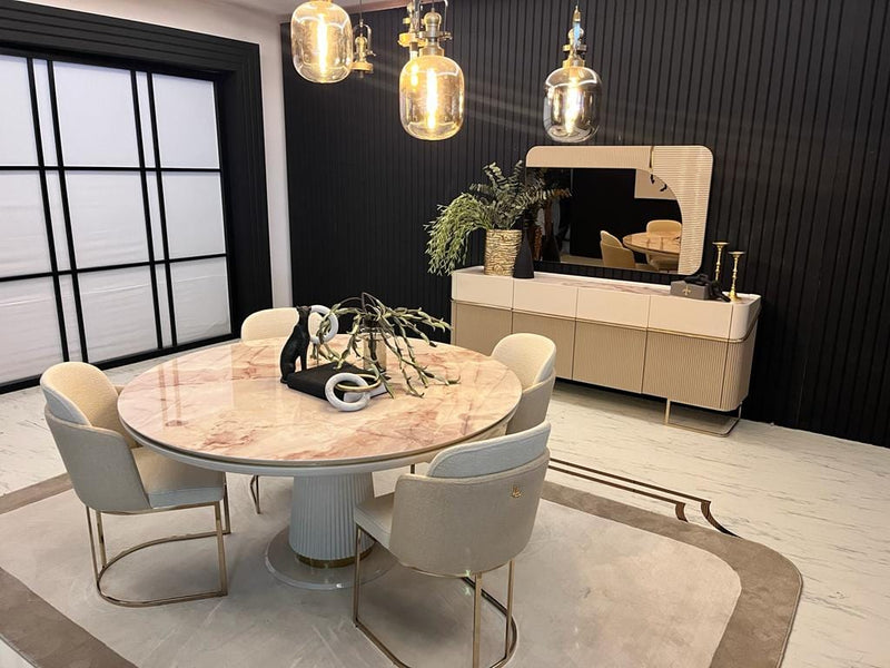 Atmacha Home And Living Dining Room Set Odette Dining Room Set | Dining Table With 6 Chairs & Sideboard & Mirror